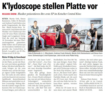 K'lydoscope stellen Platte vor / Schwetzinger Zeitung, 16.11.2017